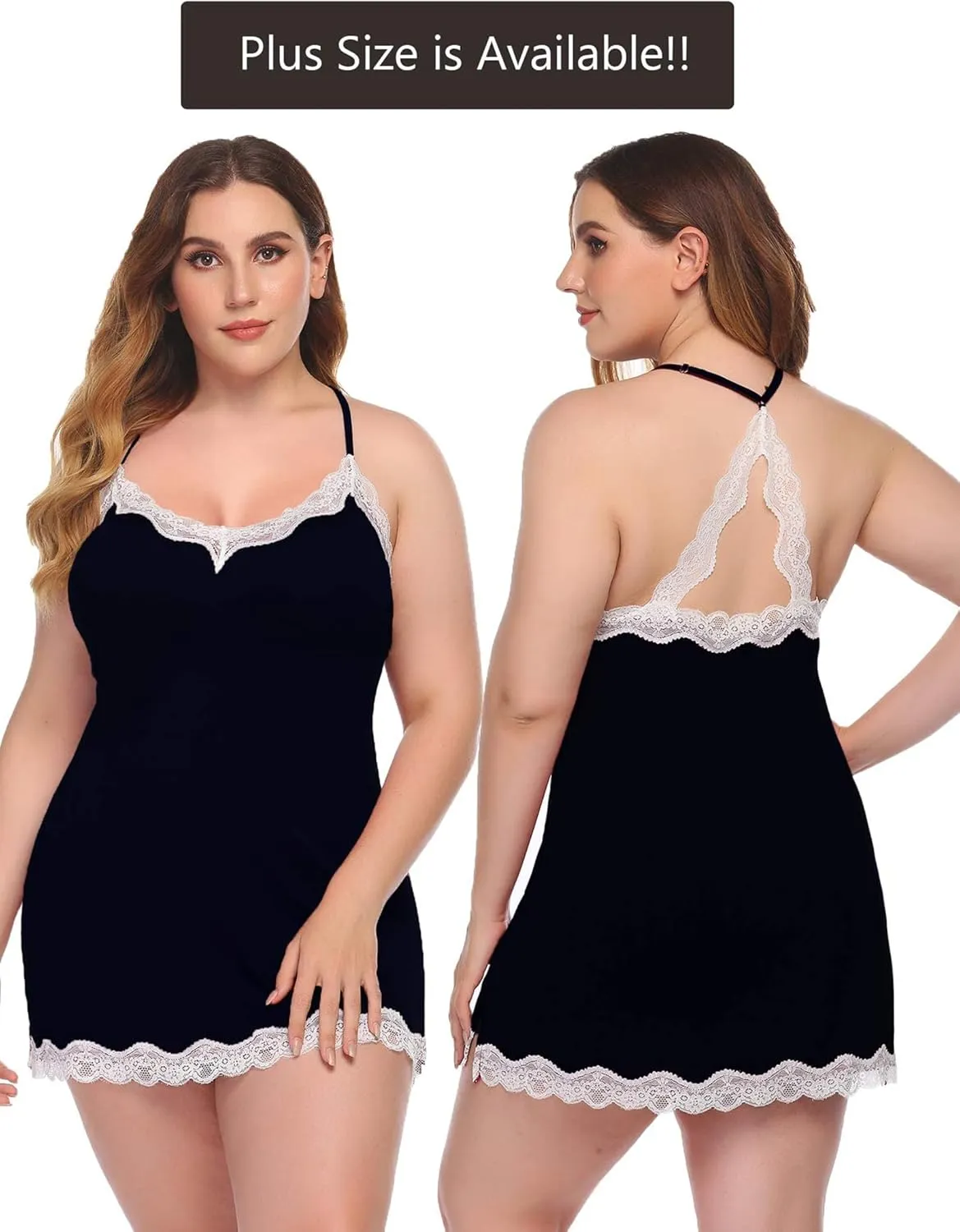 Avidlove Womens Nightgown Sexy Lace Sleepwear V Neck Full Slip Chemise Lingerie Cotton Night Gowns Babydoll Sleepshirt