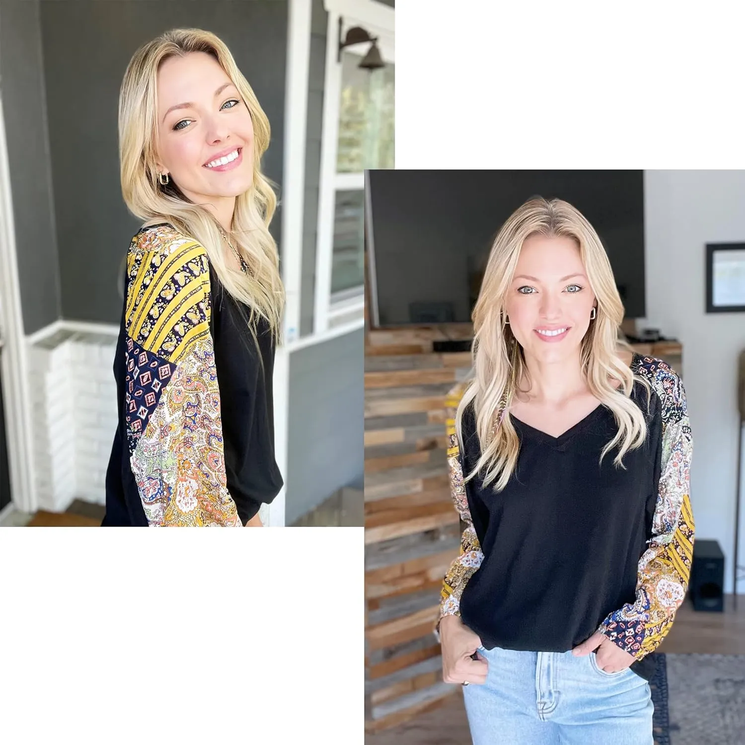 Beyove Boho Tops for Women Long Sleeve Fall Bohemian Casual Loose Fit Shirt Hippie Western Dressy Blouses