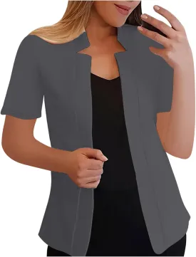 Blazers Jackets for Women 2025 Summer Short Sleeve Business Casual Cardigans Lapel Open Front Work Office Suit Blazer
