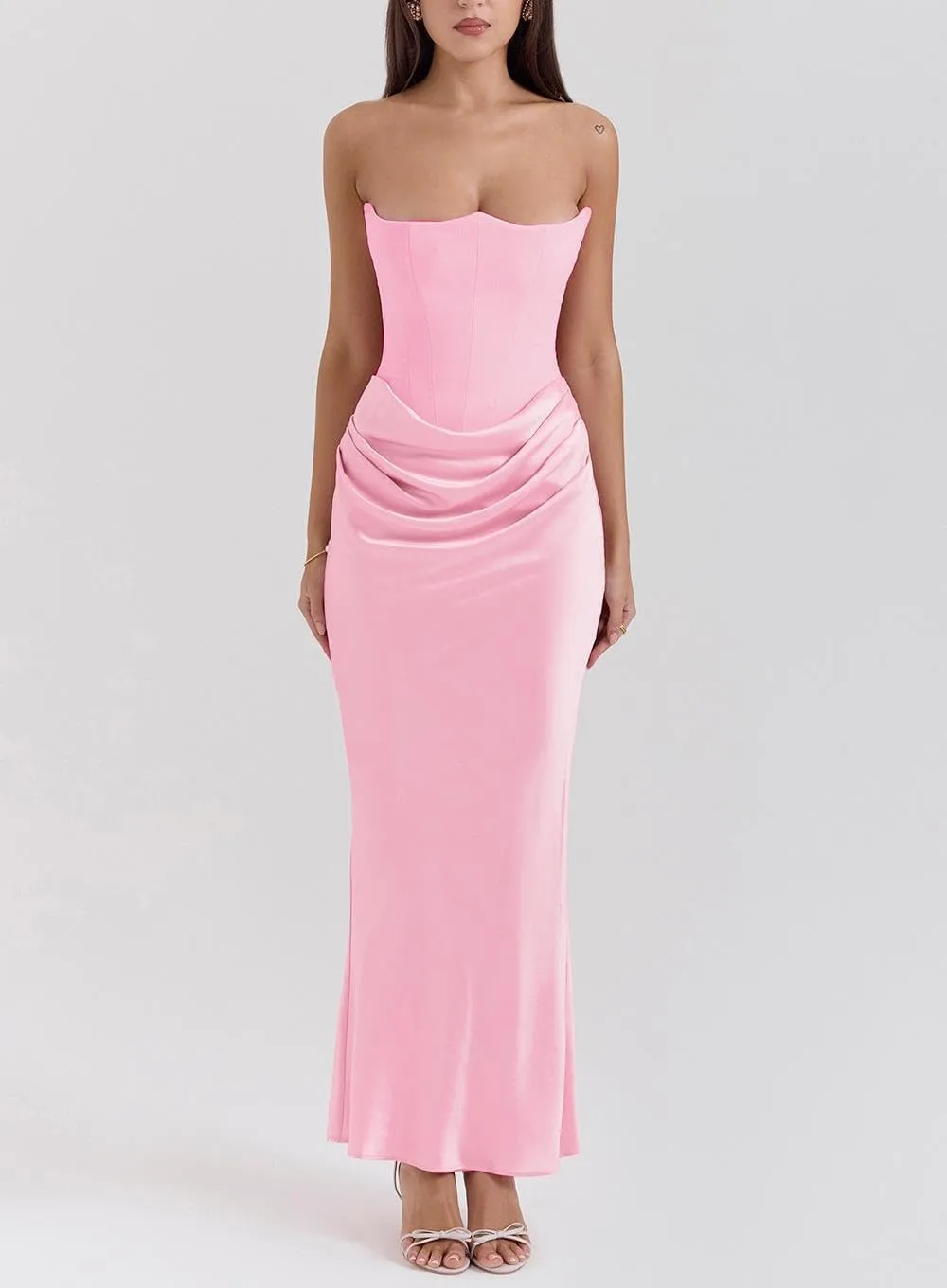 Catalpalev Women's Sexy Fishbone Plunge Slim Backless Temperament Velvet Gowns Bridesmaid Dresses Prom Dresses