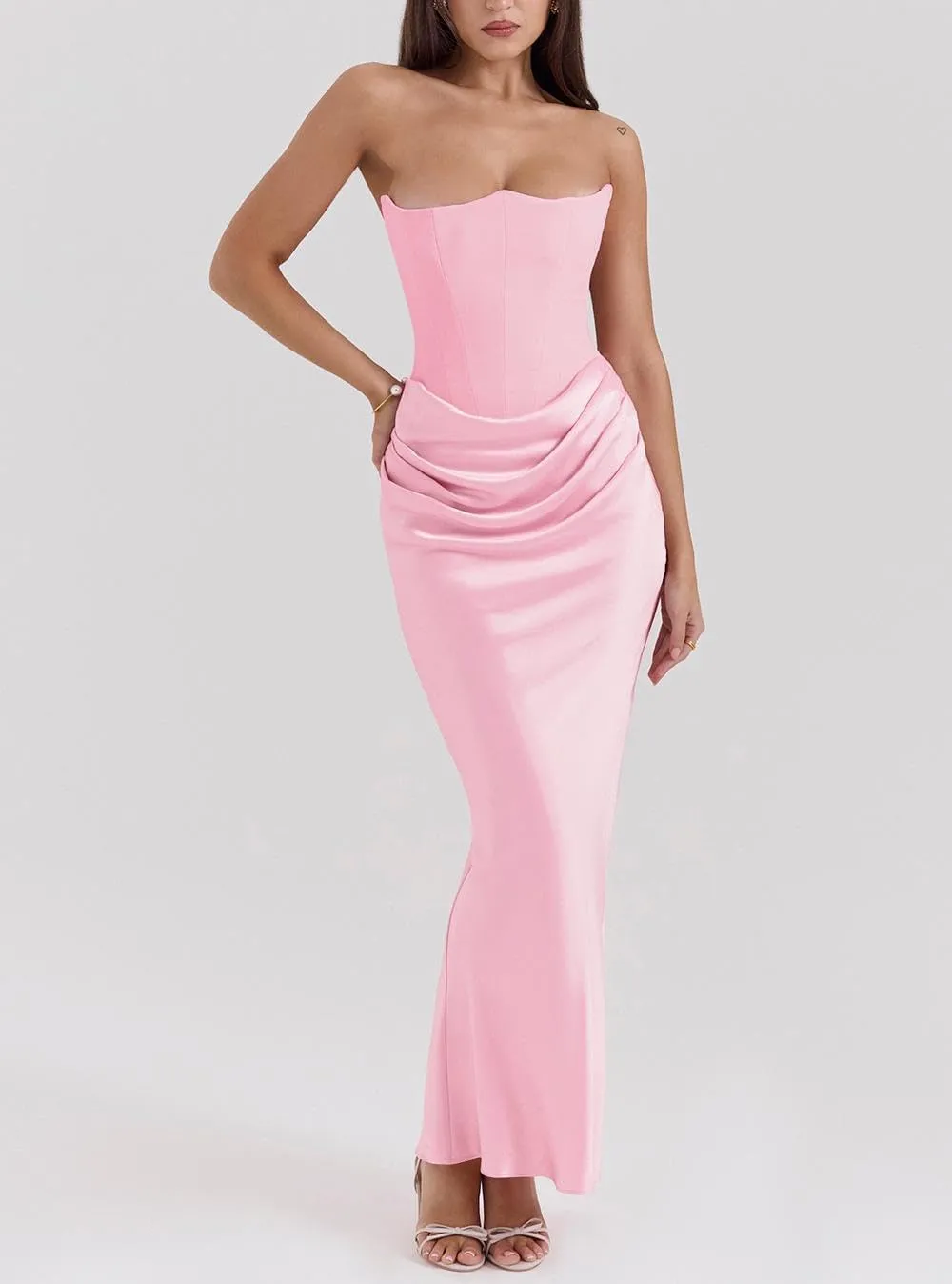 Catalpalev Women's Sexy Fishbone Plunge Slim Backless Temperament Velvet Gowns Bridesmaid Dresses Prom Dresses