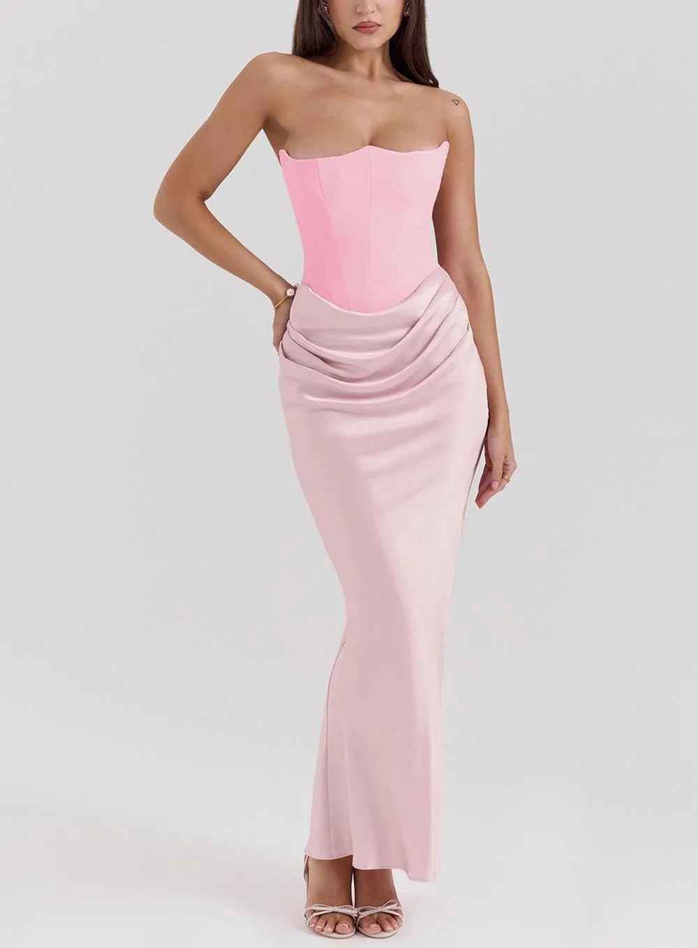 Catalpalev Women's Sexy Fishbone Plunge Slim Backless Temperament Velvet Gowns Bridesmaid Dresses Prom Dresses