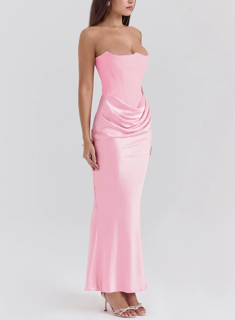 Catalpalev Women's Sexy Fishbone Plunge Slim Backless Temperament Velvet Gowns Bridesmaid Dresses Prom Dresses