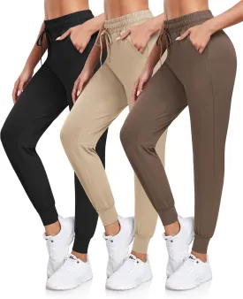 DHSO 3 Pack Sweatpants for Women-Womens Joggers with Pockets Athletic Leggings for Workout Yoga Running Pants Trousers