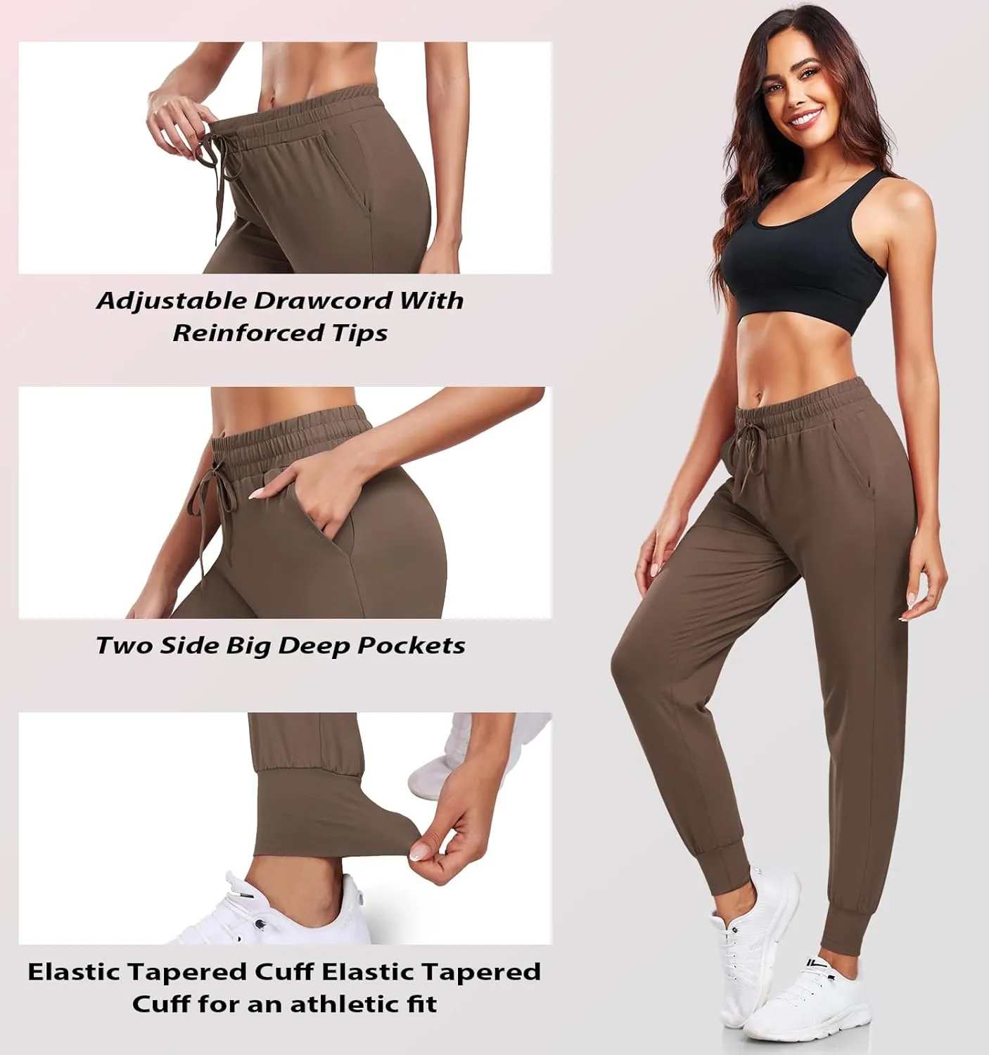 DHSO 3 Pack Sweatpants for Women-Womens Joggers with Pockets Athletic Leggings for Workout Yoga Running Pants Trousers