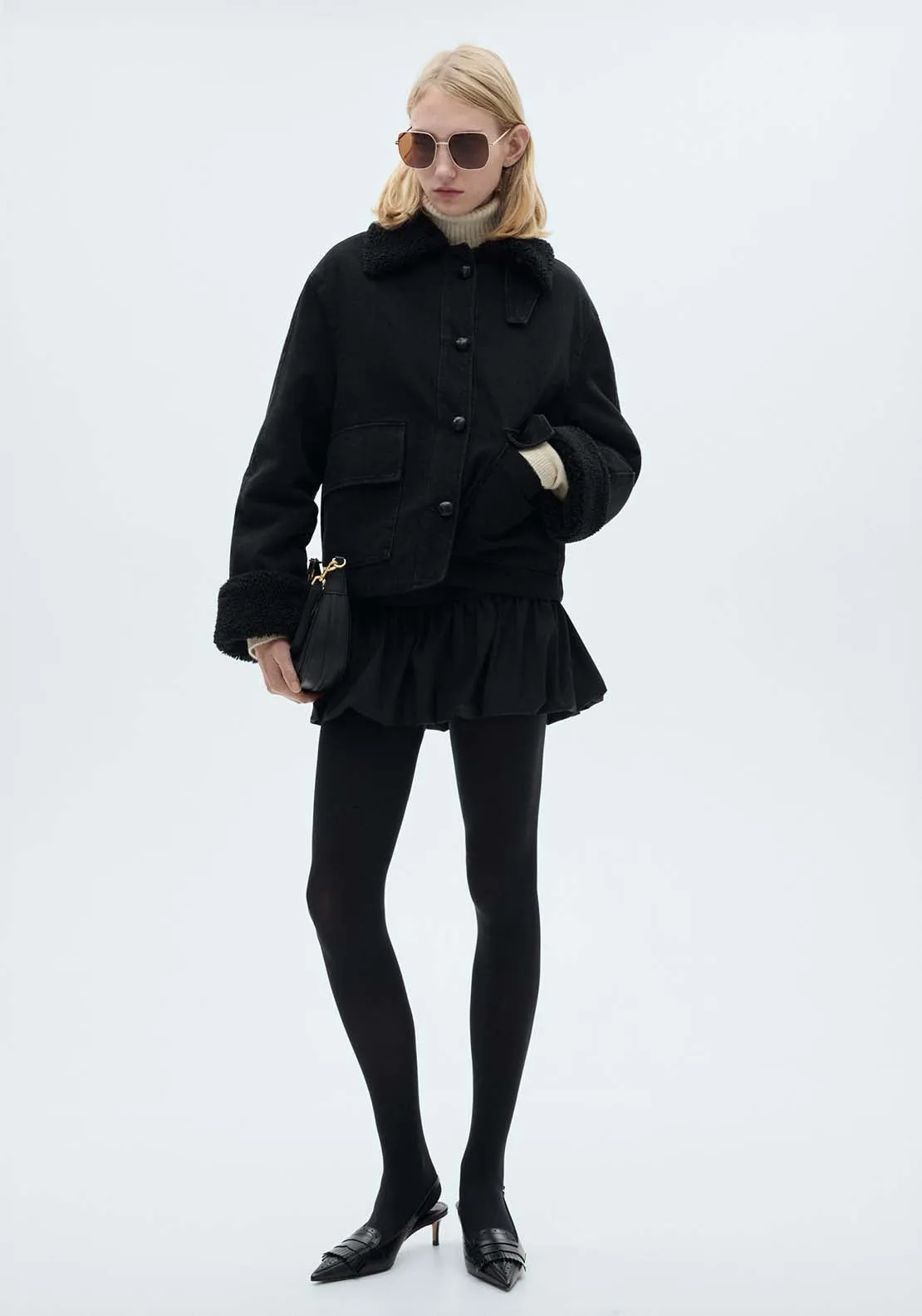 Double-face shearling jacket - Open Gray