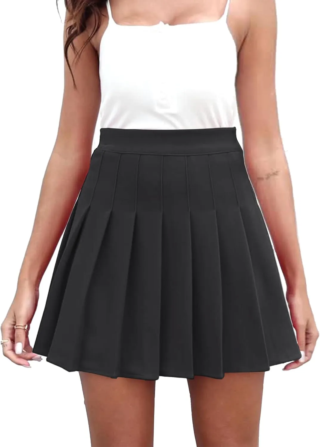 Dressever Women's Pleated Skirts Mini Skater Basic Skirt High Waist Tennis Skirt School Uniform Cheerleader Skirts