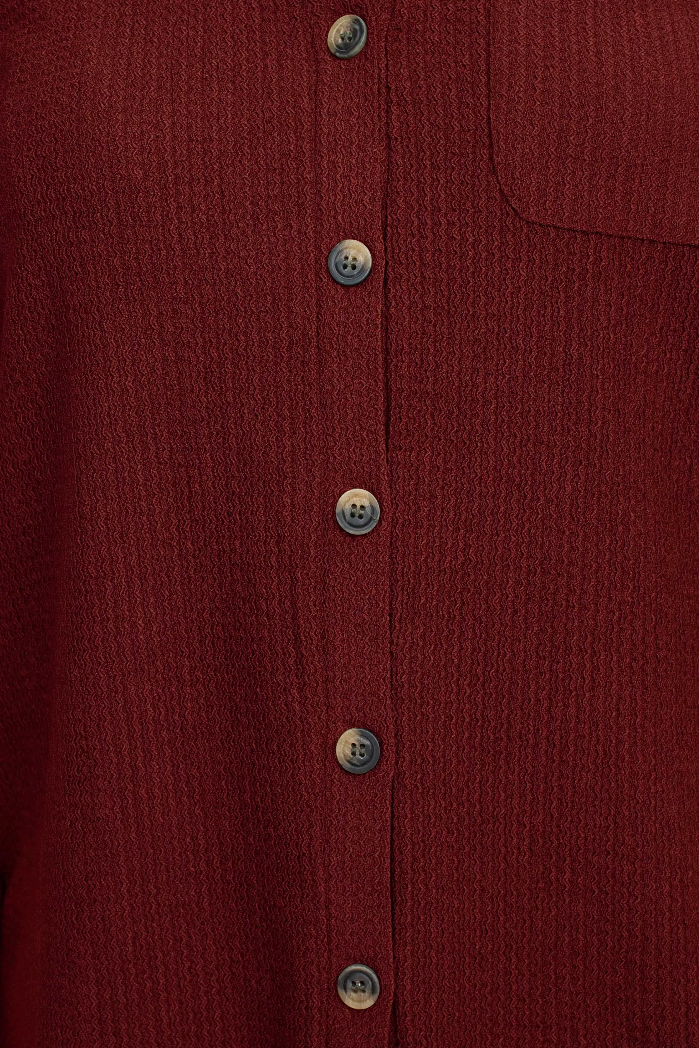 Floral   Ivy Notched Button Down 3/4 Sleeve Solid Knit Top with Front Pocket by Curated Brands