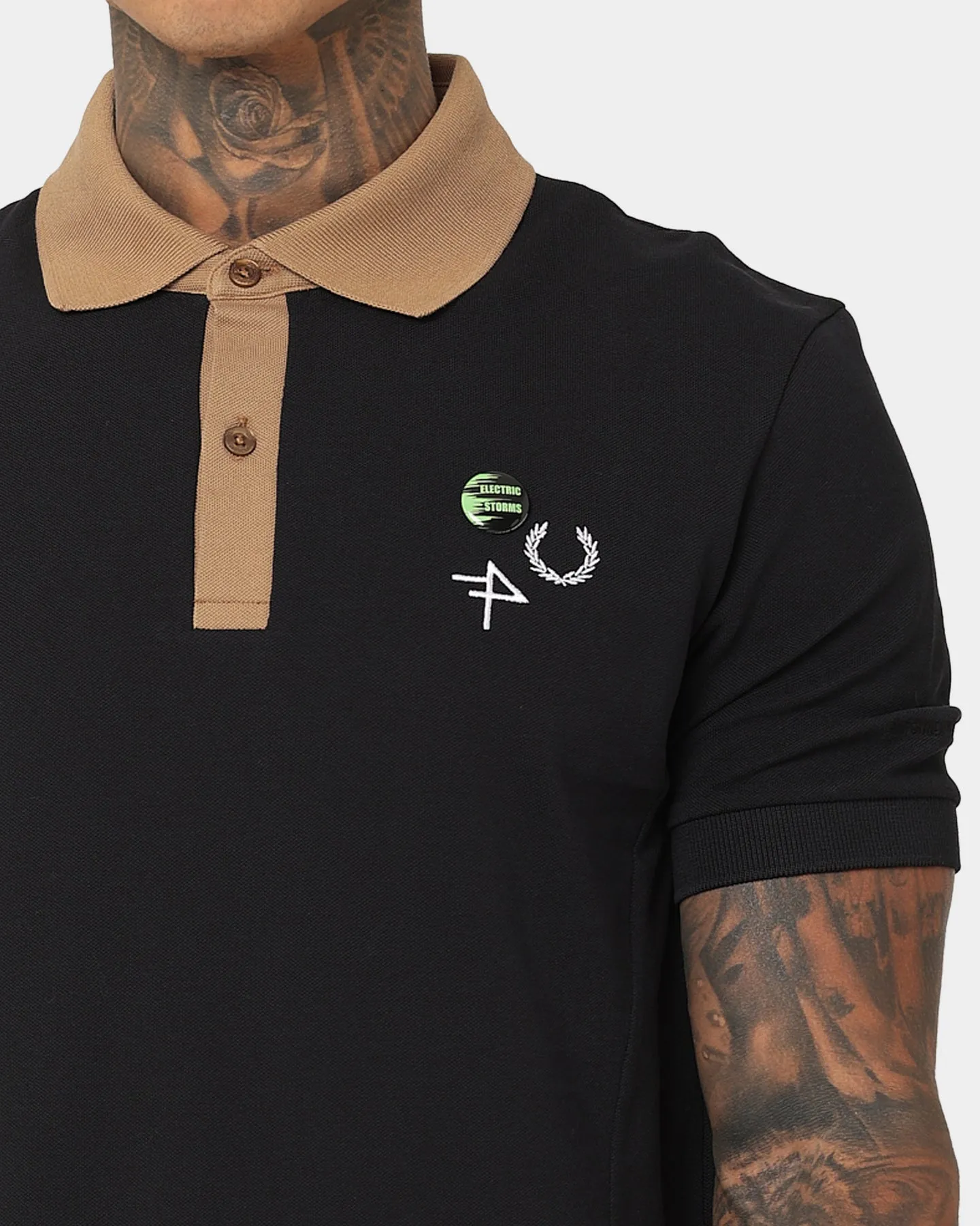 Fred Perry X Raf Simons Contrast Collar Polo T-Shirt Black