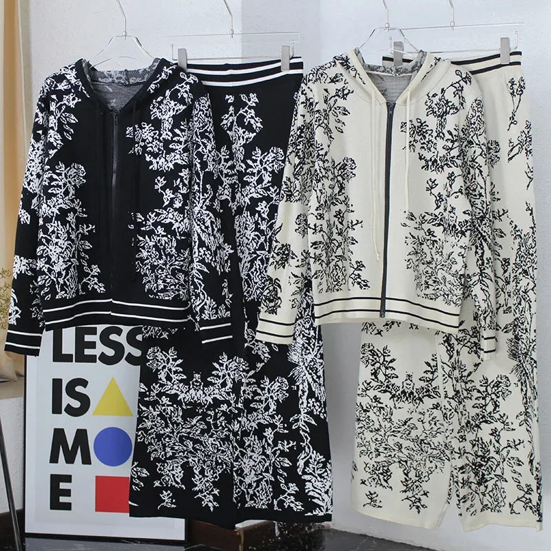 Iconic Vines Print Hoodies & Pants Matching Outfits Set
