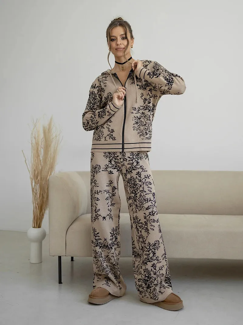 Iconic Vines Print Hoodies & Pants Matching Outfits Set