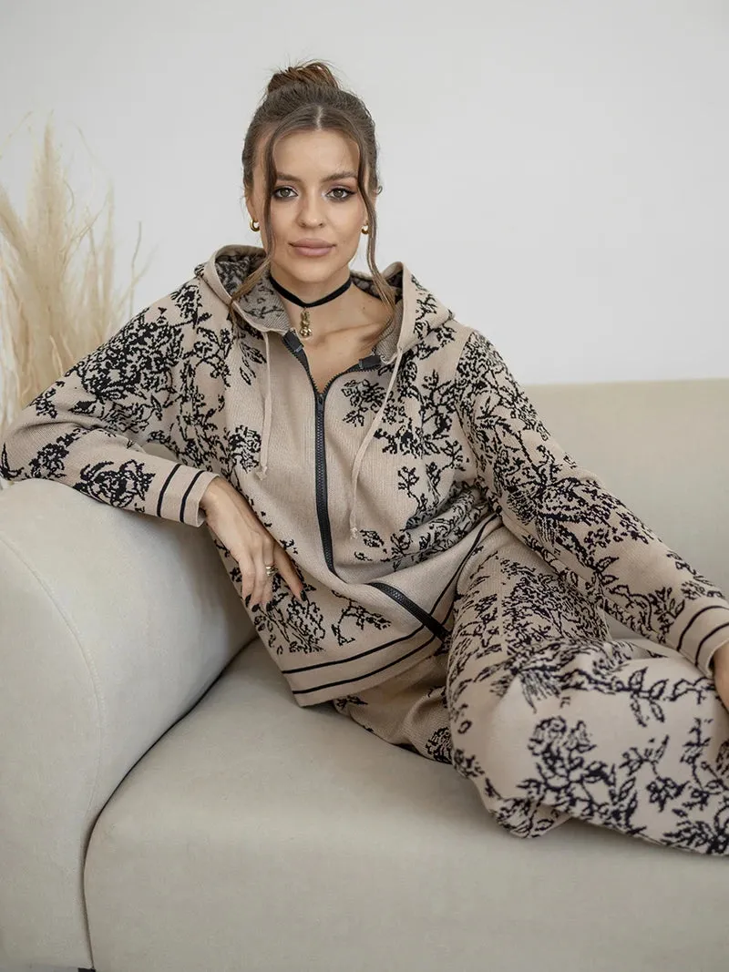 Iconic Vines Print Hoodies & Pants Matching Outfits Set