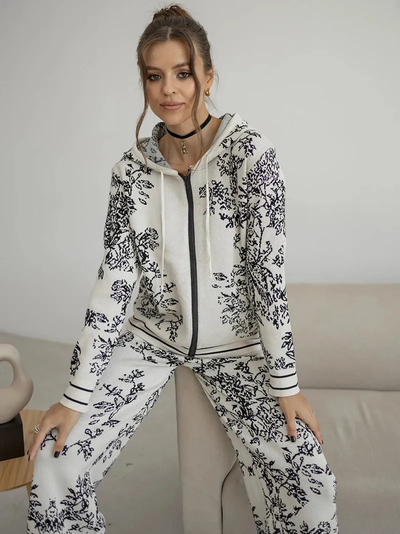 Iconic Vines Print Hoodies & Pants Matching Outfits Set
