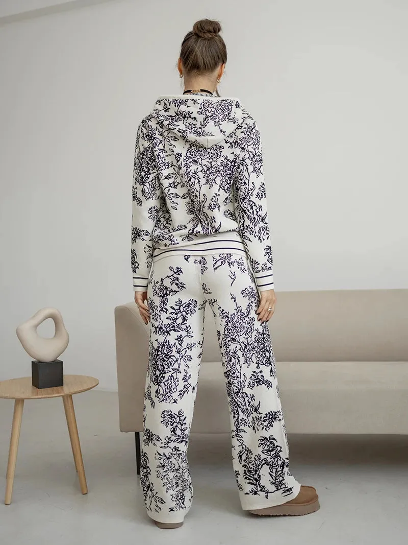 Iconic Vines Print Hoodies & Pants Matching Outfits Set
