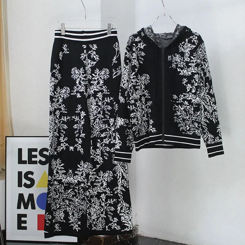 Iconic Vines Print Hoodies & Pants Matching Outfits Set