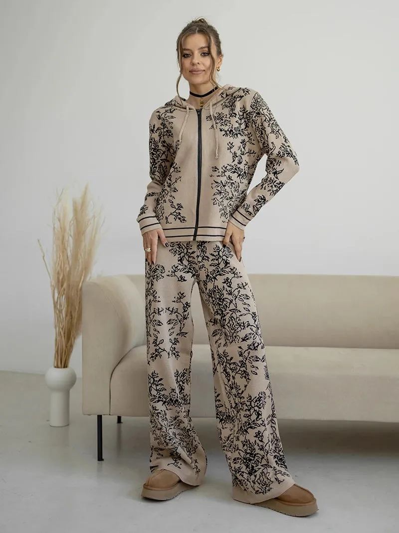 Iconic Vines Print Hoodies & Pants Matching Outfits Set