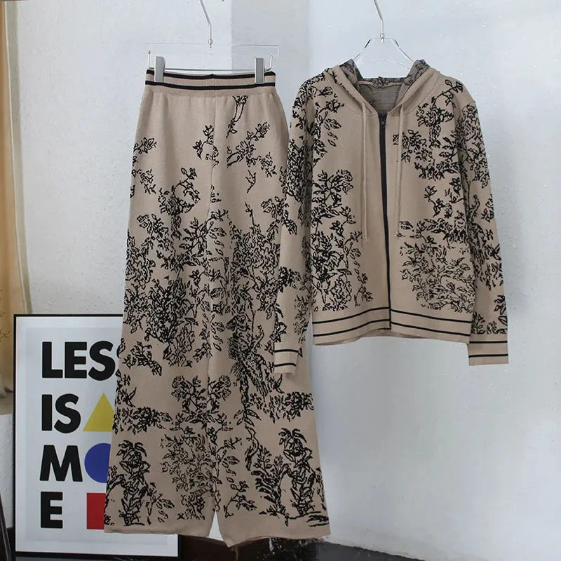 Iconic Vines Print Hoodies & Pants Matching Outfits Set