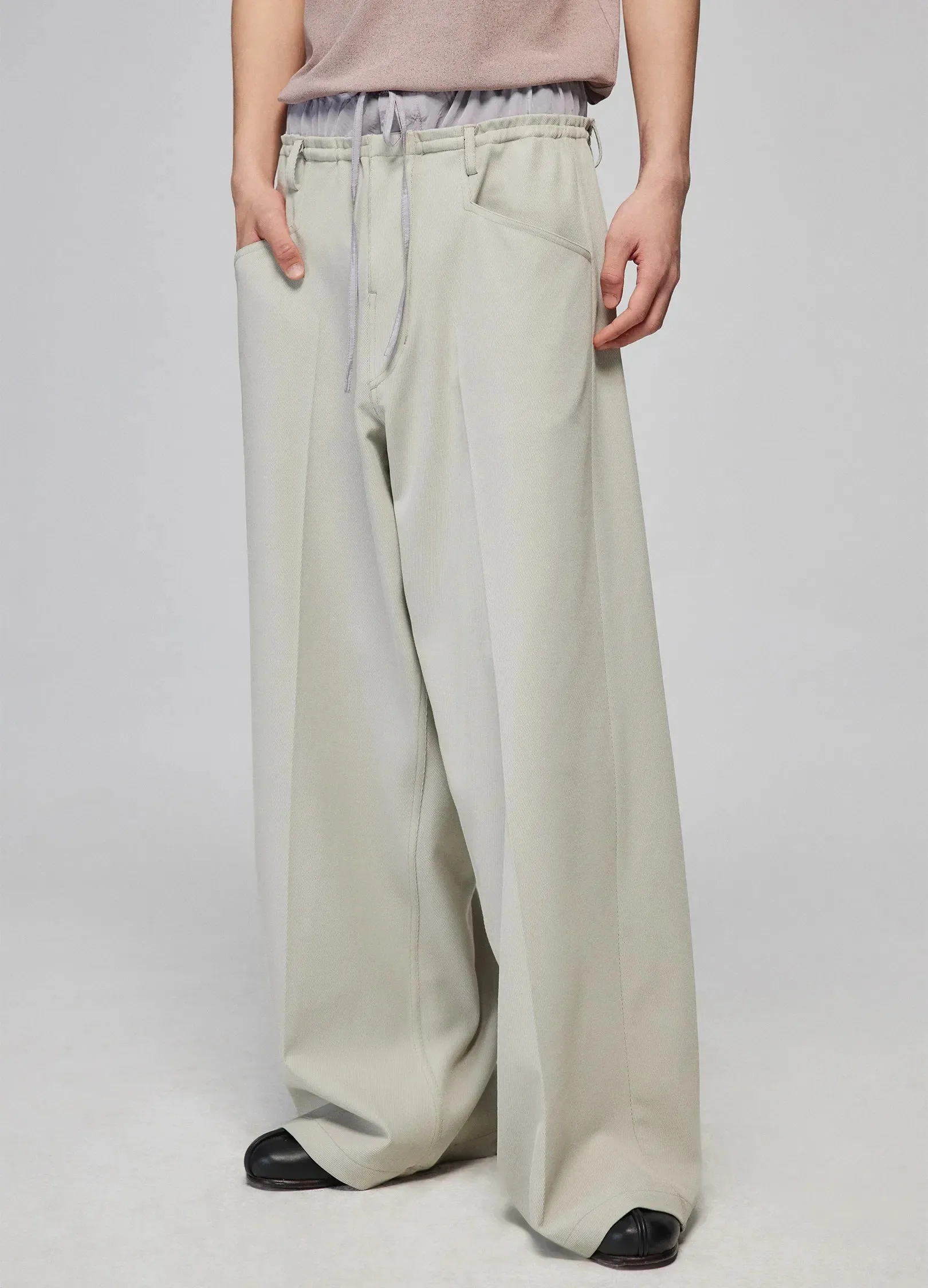 Light Splicing Wide-Leg Pants