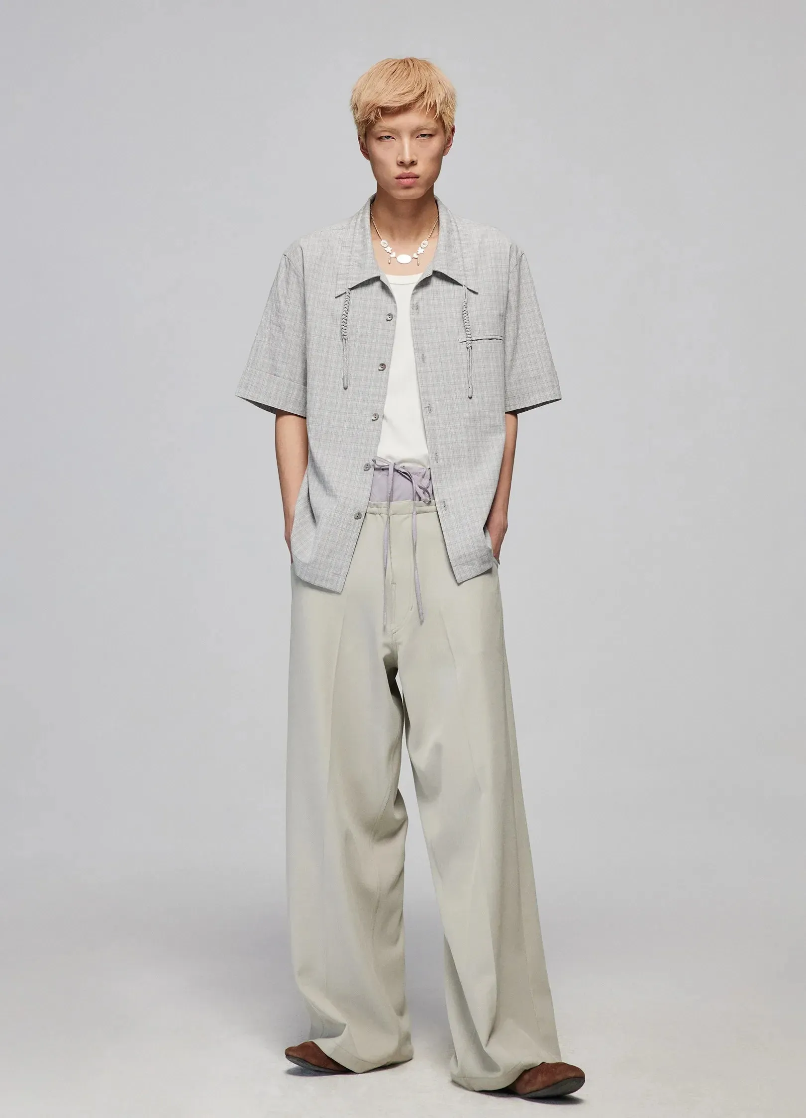 Light Splicing Wide-Leg Pants