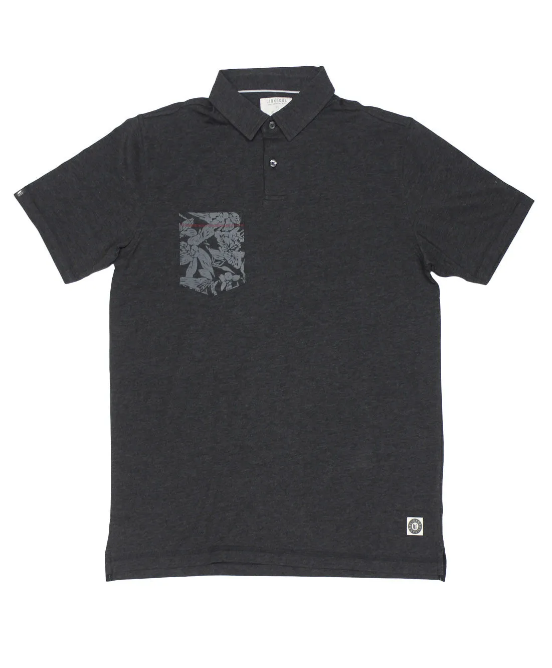 Linksoul: Drytech Printed Pocket Polo (Black Heather)