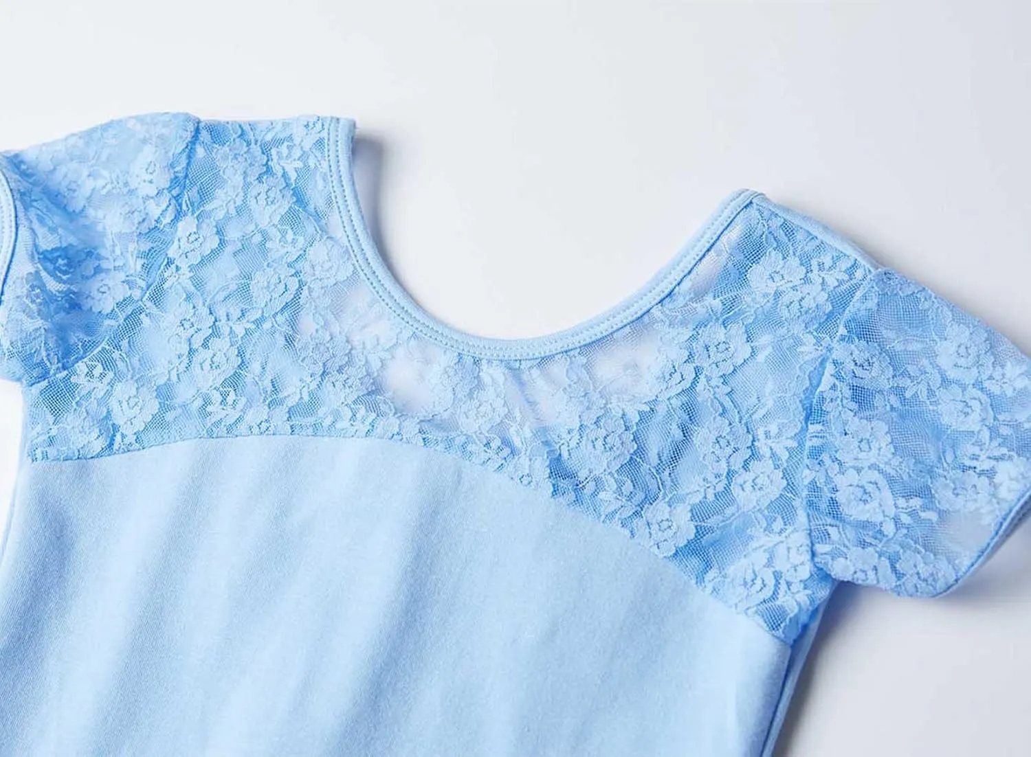 MdnMd Girls Ballet Dance Neck Lace Leotard for Toddler Gymnastic with Bow Back Cap Sleeve