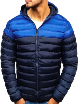 Mens Color Block Puffer Jacket Lightweight Packable Down Coat Zip up Quilted Jacket Padded Insulated Coat Winter Coats