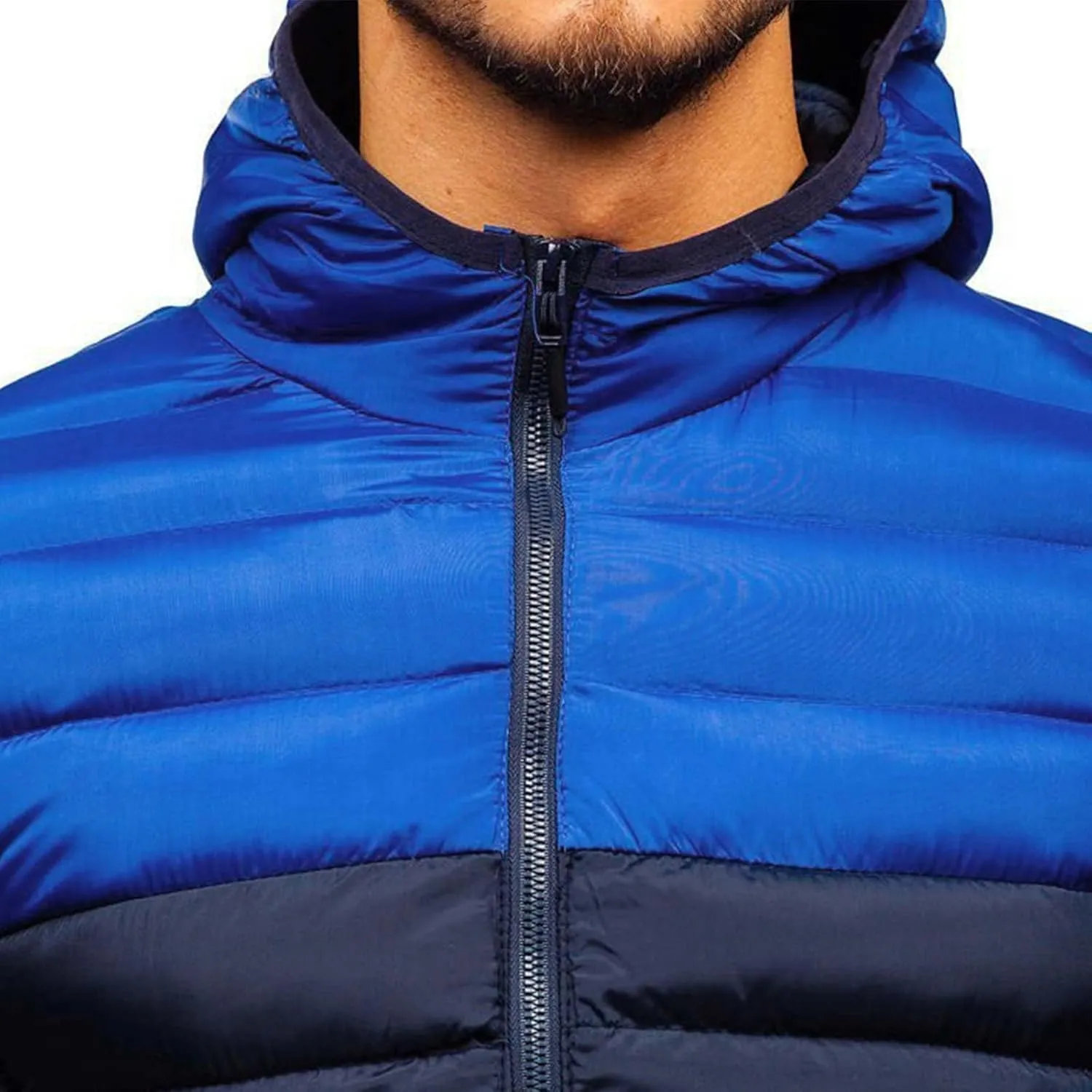 Mens Color Block Puffer Jacket Lightweight Packable Down Coat Zip up Quilted Jacket Padded Insulated Coat Winter Coats
