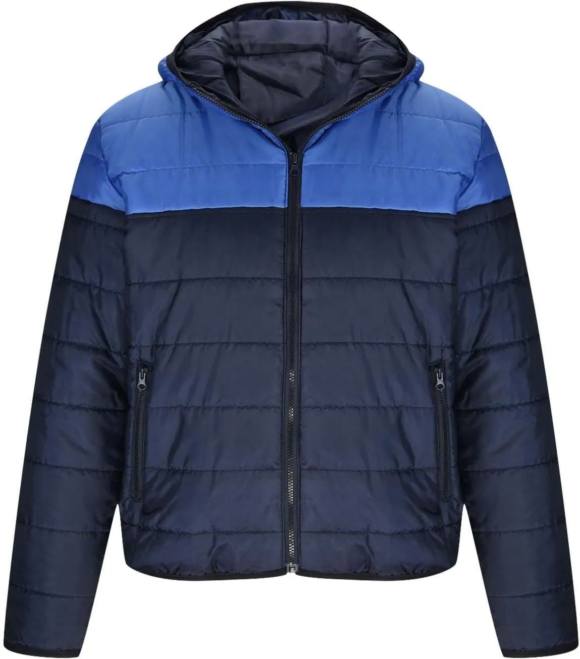 Mens Color Block Puffer Jacket Lightweight Packable Down Coat Zip up Quilted Jacket Padded Insulated Coat Winter Coats