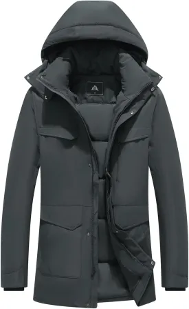 Men's Winter Coats Thicken Parkas Waterproof Windproof Detachable Hood Long Padded Puffer Jacket