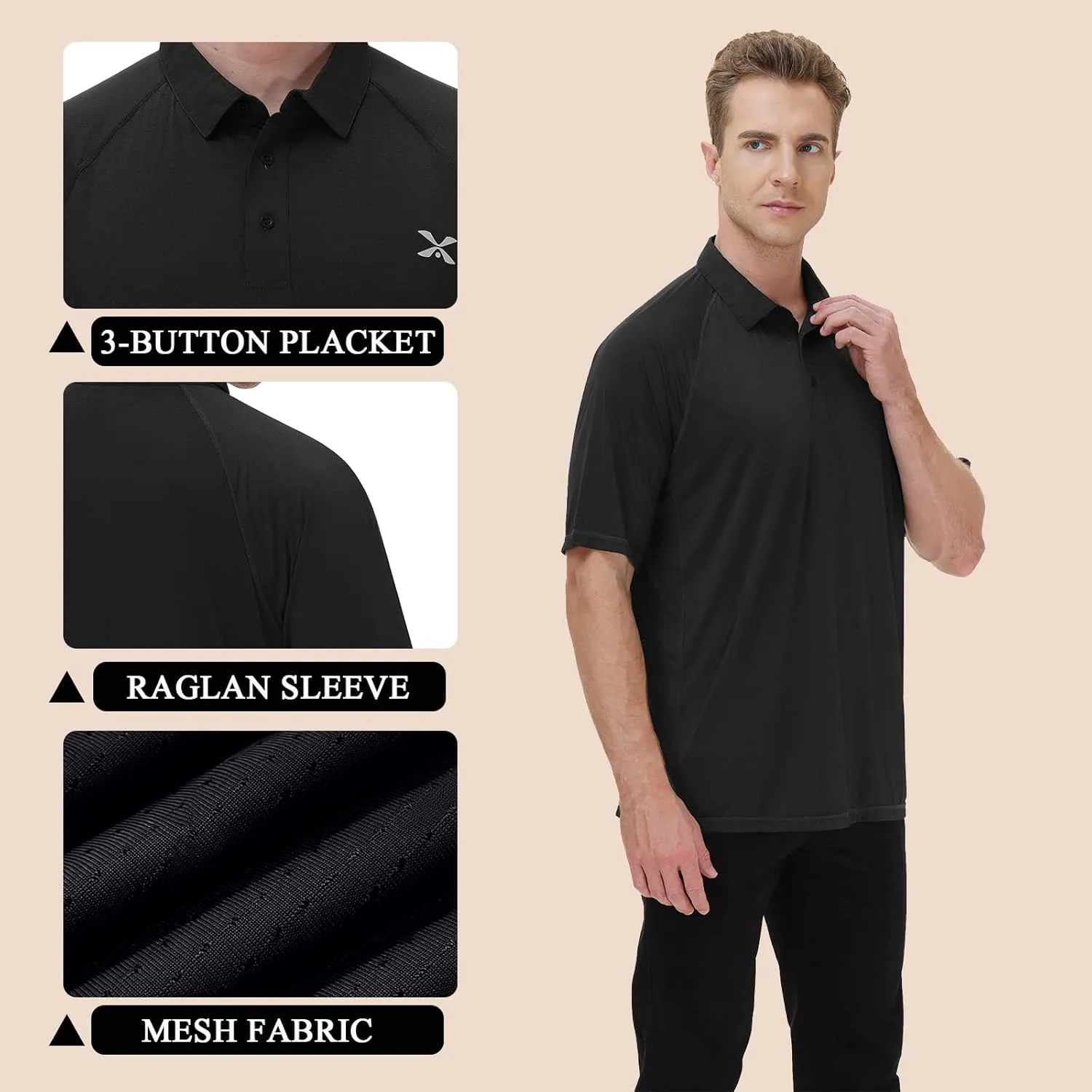 MOHEEN Men's Moisture Wicking Short Sleeve Polo Shirts UPF 50  Lightweight Performance Golf Shirts M-6XL