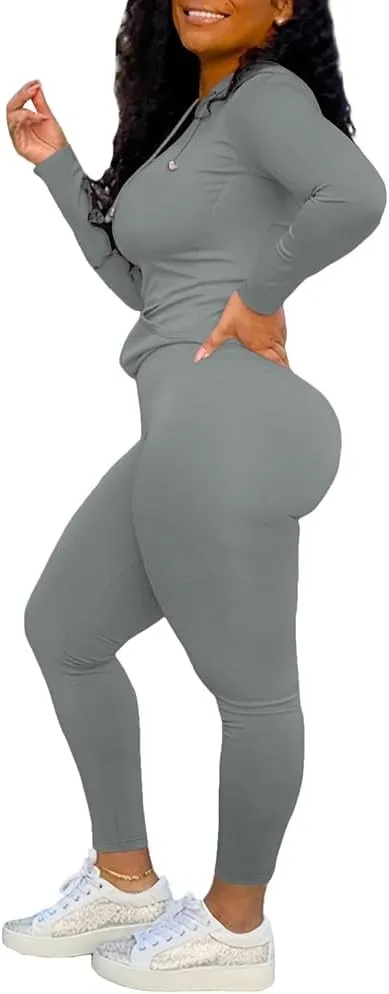 Nimsruc 2 Piece Outfits For Women Sweatsuits Sets Hooded Tracksuit Long Sleeve Pullover Jogger Sweat Pants Set