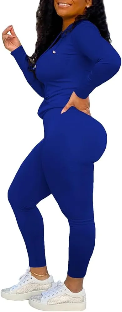 Nimsruc 2 Piece Outfits For Women Sweatsuits Sets Hooded Tracksuit Long Sleeve Pullover Jogger Sweat Pants Set