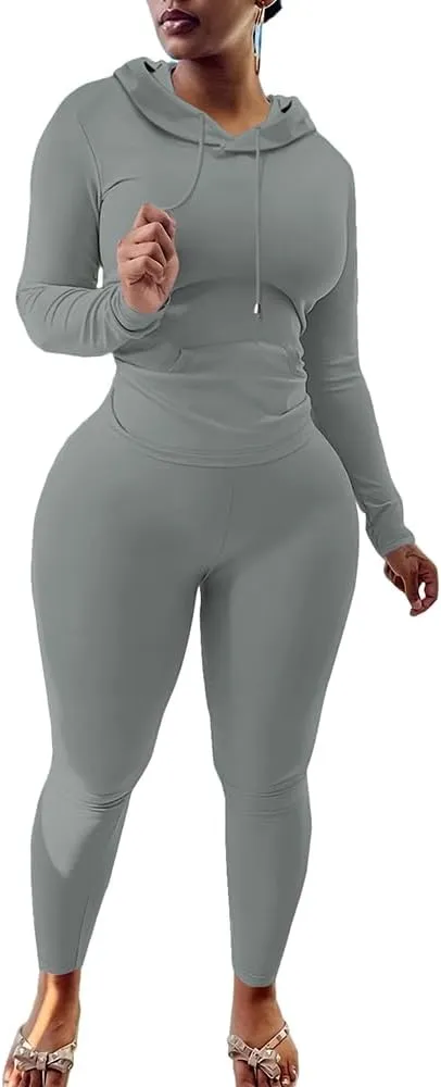 Nimsruc 2 Piece Outfits For Women Sweatsuits Sets Hooded Tracksuit Long Sleeve Pullover Jogger Sweat Pants Set