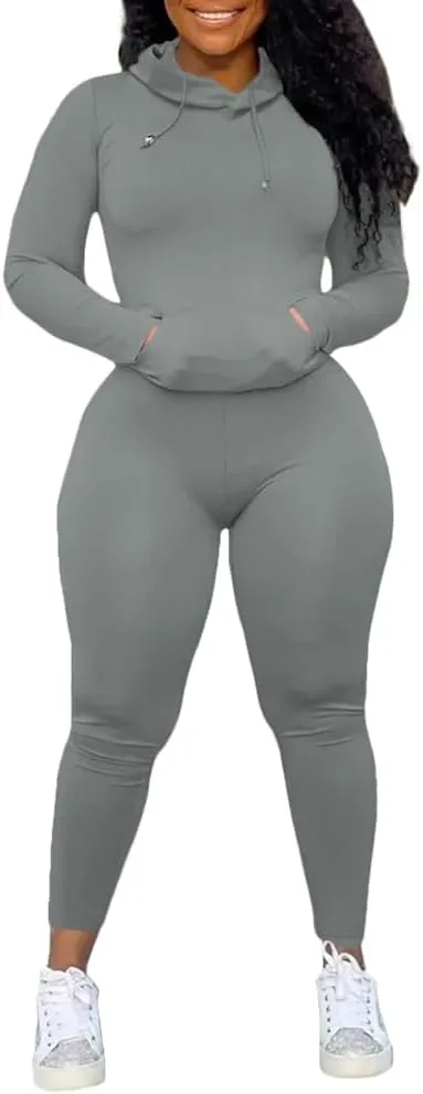 Nimsruc 2 Piece Outfits For Women Sweatsuits Sets Hooded Tracksuit Long Sleeve Pullover Jogger Sweat Pants Set