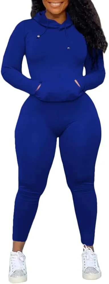 Nimsruc 2 Piece Outfits For Women Sweatsuits Sets Hooded Tracksuit Long Sleeve Pullover Jogger Sweat Pants Set