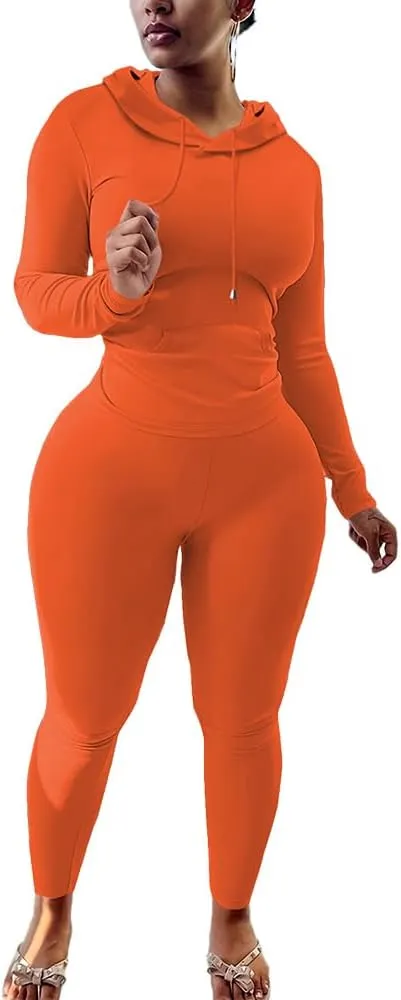 Nimsruc 2 Piece Outfits For Women Sweatsuits Sets Hooded Tracksuit Long Sleeve Pullover Jogger Sweat Pants Set