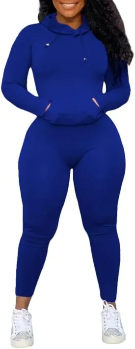 Nimsruc 2 Piece Outfits For Women Sweatsuits Sets Hooded Tracksuit Long Sleeve Pullover Jogger Sweat Pants Set