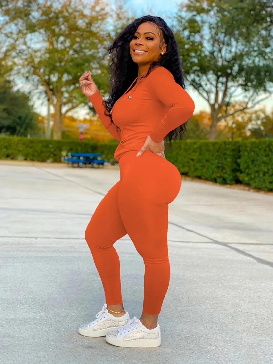 Nimsruc 2 Piece Outfits For Women Sweatsuits Sets Hooded Tracksuit Long Sleeve Pullover Jogger Sweat Pants Set