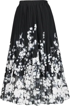 OBBUE Women's Chiffon Pleated Skirts Elastic High Waist A-line Midi Skirts for Casual Party Holiday