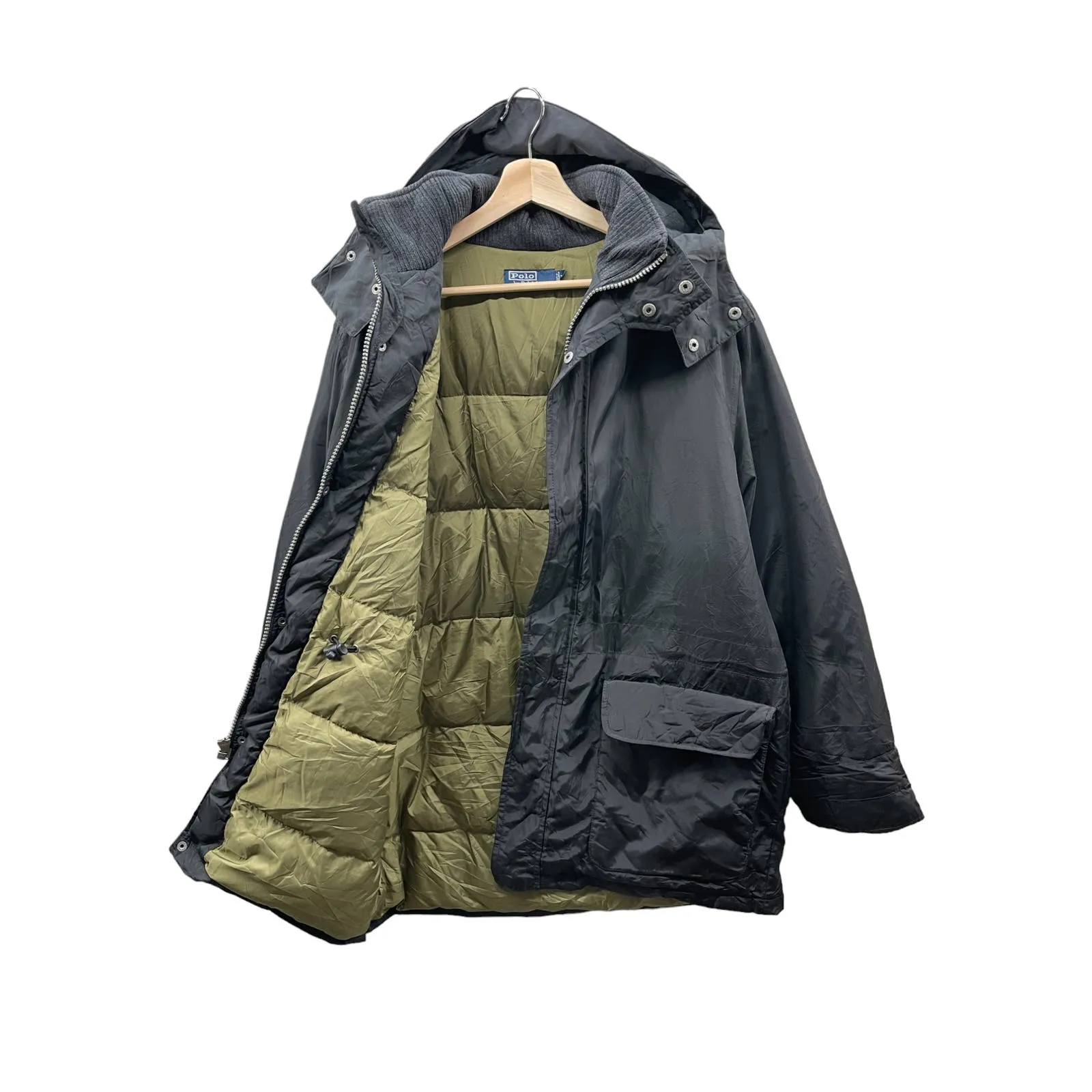 Polo by Ralph Lauren Men's Black Heavy Nylon Parka Raincoat