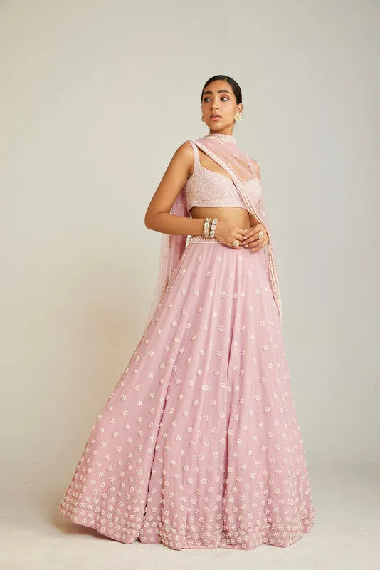 Powder Pink Flower Lehenga Set