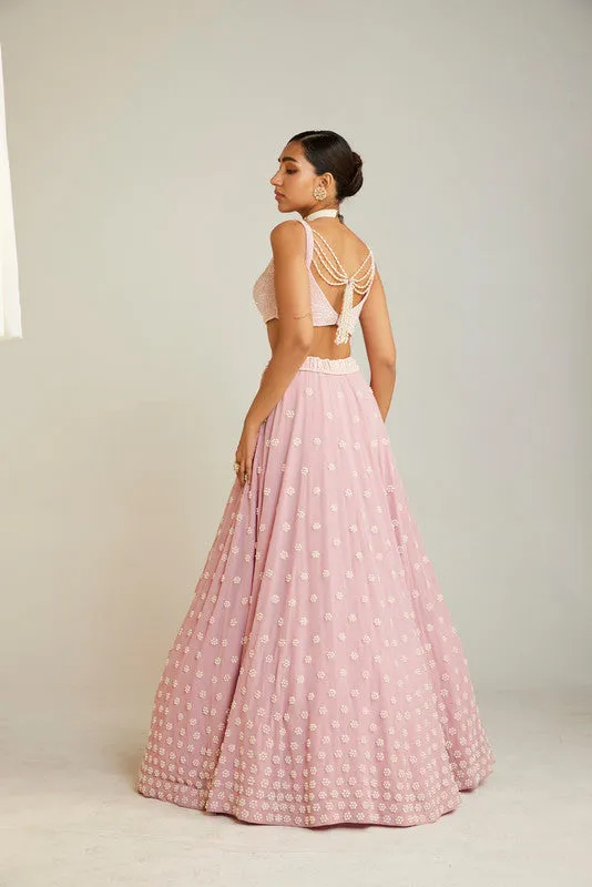 Powder Pink Flower Lehenga Set