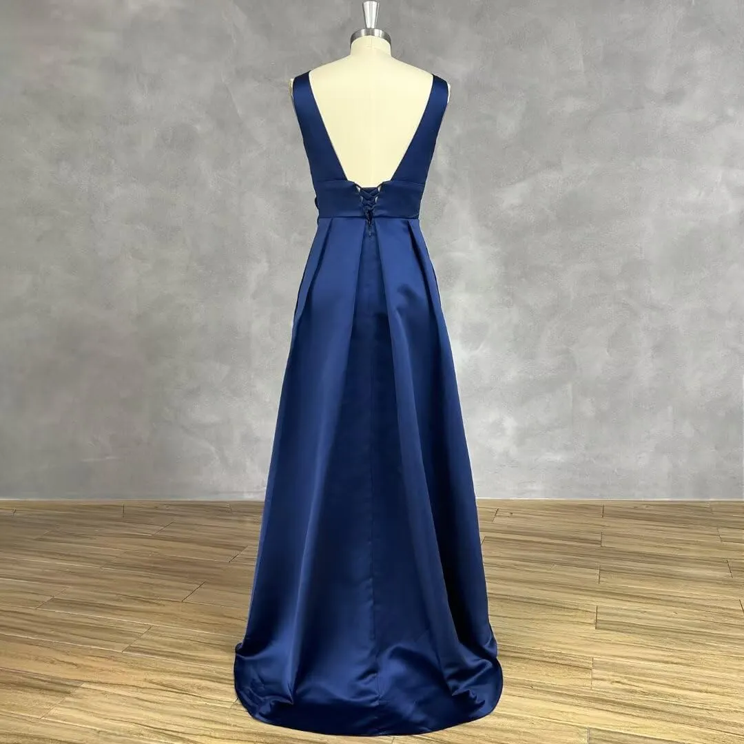 SHANDUAO 3D Flower Satin Mother of The Bride Dresses Hi-Low Formal Gown with Train
