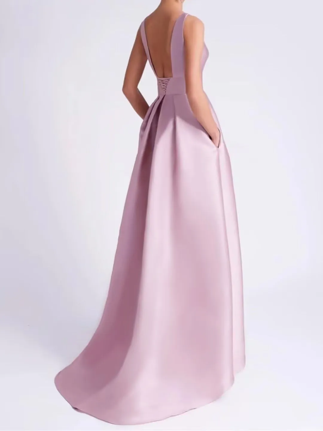 SHANDUAO 3D Flower Satin Mother of The Bride Dresses Hi-Low Formal Gown with Train