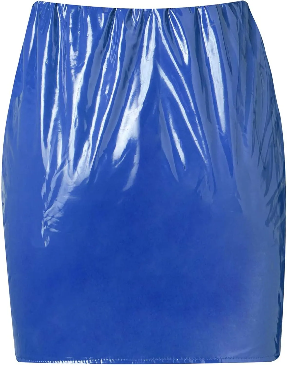 Springcmy Women Neon Leather Bodycon Mini Skirt Skirts Sexy Shiny Liquid Metallic Wet Look Latex Skirt
