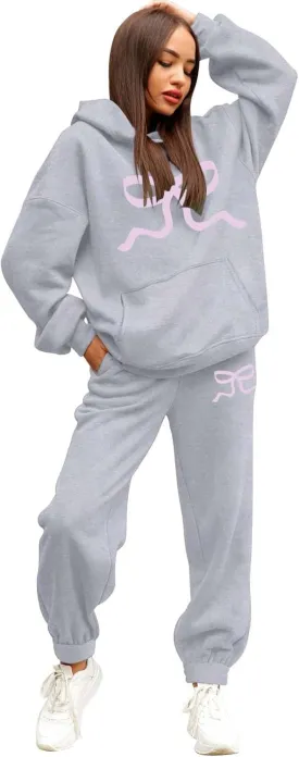 Sweatsuits For Women Set 2 Piece Hoodie Fall Long Sleeve Pullover And Long Pants Lounge Sets Oversize Y2K Tracksuit