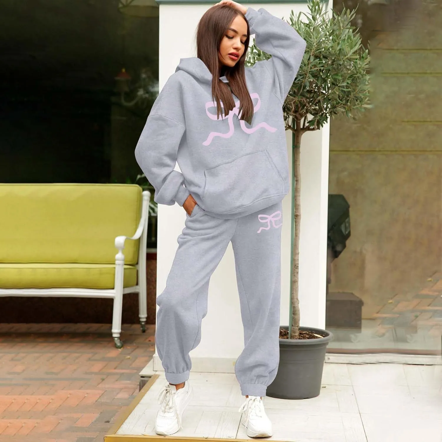 Sweatsuits For Women Set 2 Piece Hoodie Fall Long Sleeve Pullover And Long Pants Lounge Sets Oversize Y2K Tracksuit