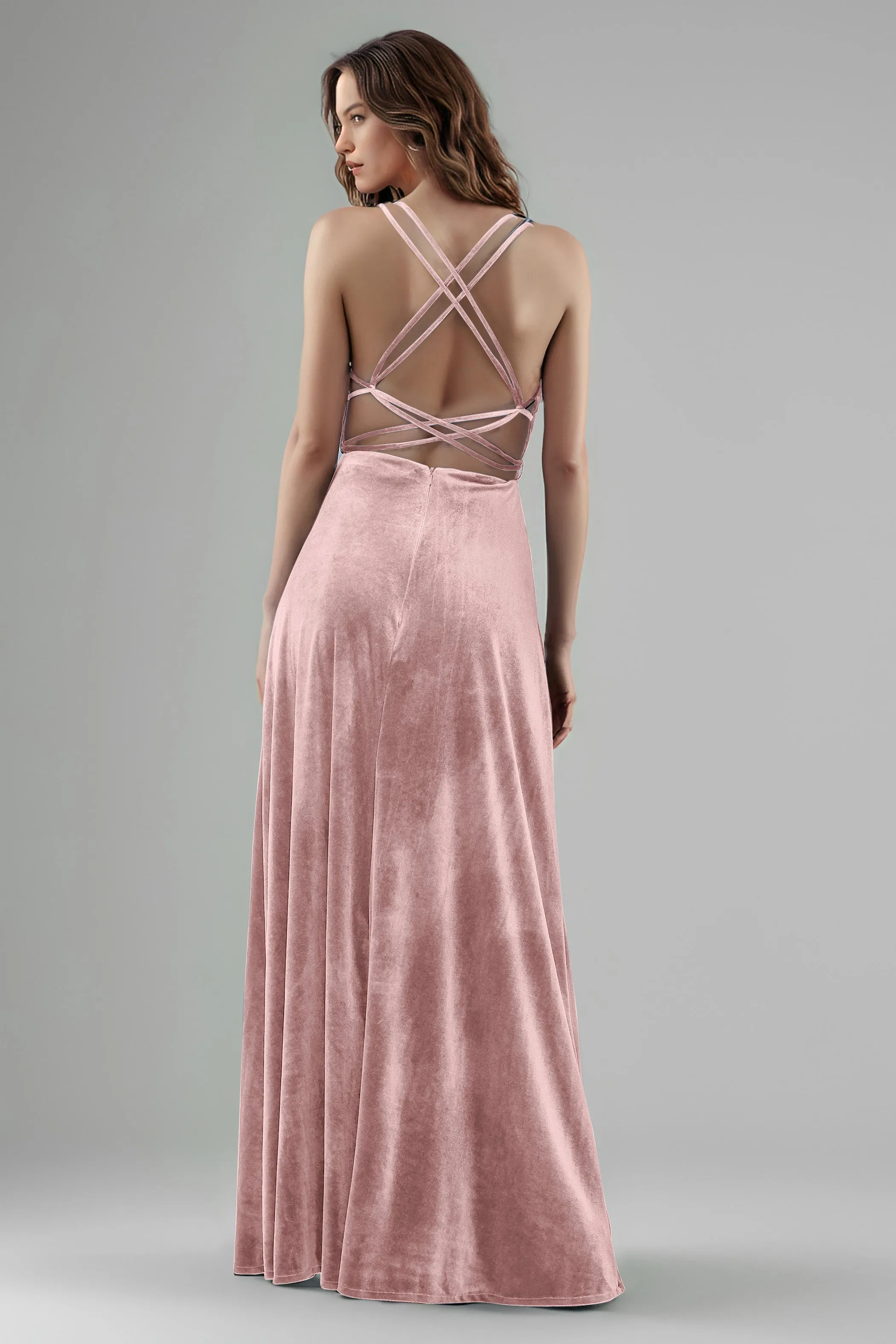 Sweetheart Spaghetti Straps Velvet Floor Length Bridesmaid Dresses