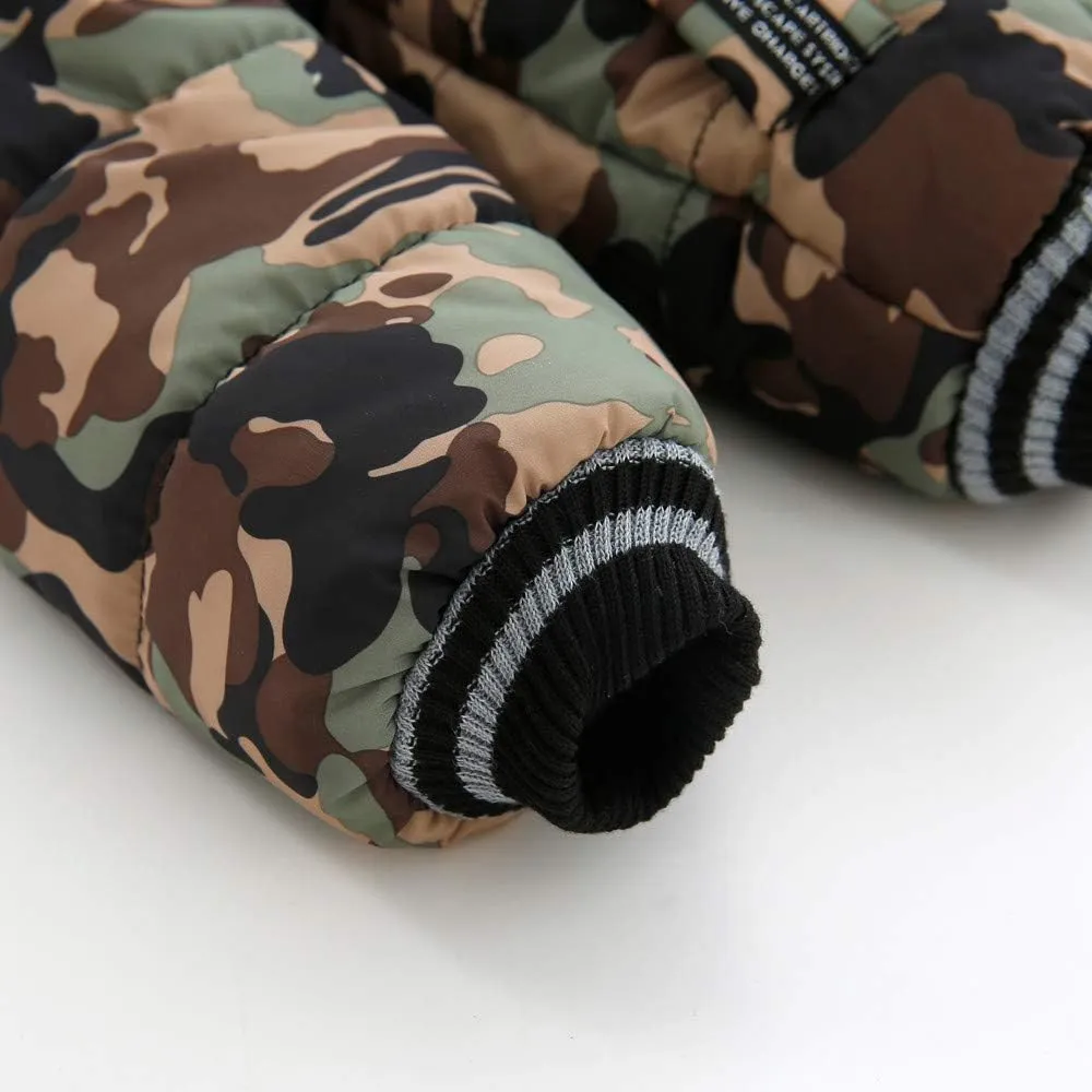 Toddler's Winter Parka Coat Fu Collar Hood Fleece Lined Puffer Jacket Thicken Padded Down Coat Boy Snow Jacket