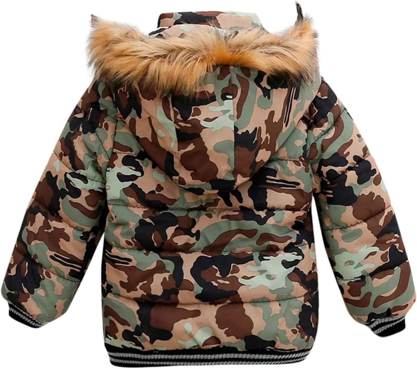 Toddler's Winter Parka Coat Fu Collar Hood Fleece Lined Puffer Jacket Thicken Padded Down Coat Boy Snow Jacket
